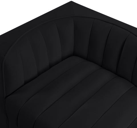 Talia Black Velvet Performance Fabric Upholstered Loveseat, 2-Piece (Style 2)