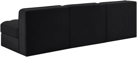 Talia Black Velvet Performance Fabric Upholstered Sofa, 3-Piece