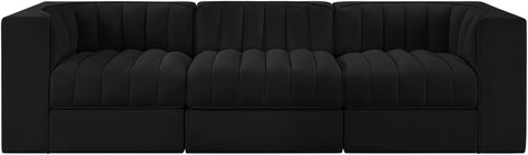 Talia Black Velvet Performance Fabric Upholstered Sofa, 3-Piece (Style 2)