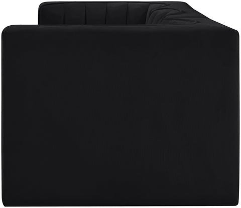 Talia Black Velvet Performance Fabric Upholstered Sofa, 3-Piece (Style 2)