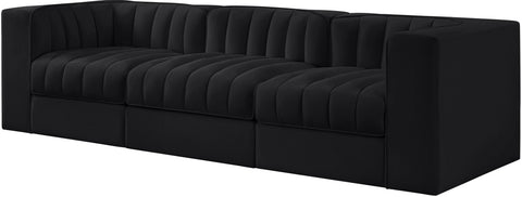 Talia Black Velvet Performance Fabric Upholstered Sofa, 3-Piece (Style 2)