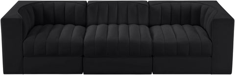 Talia Black Velvet Performance Fabric Upholstered Sofa, 3-Piece (Style 2)