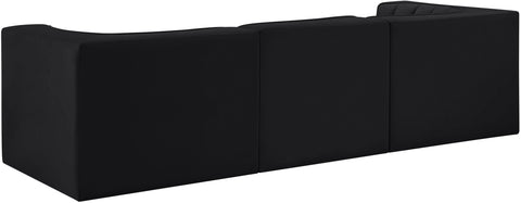 Talia Black Velvet Performance Fabric Upholstered Sofa, 3-Piece (Style 2)