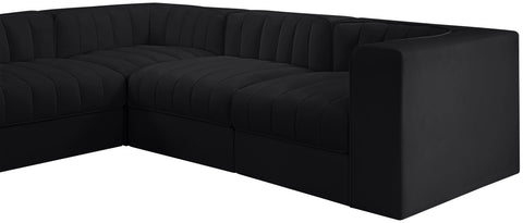 Talia Black Velvet Performance Fabric Upholstered Sectional, 10-Piece