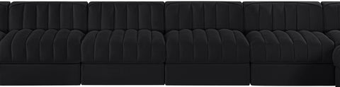 Talia Black Velvet Performance Fabric Upholstered Sectional, 10-Piece