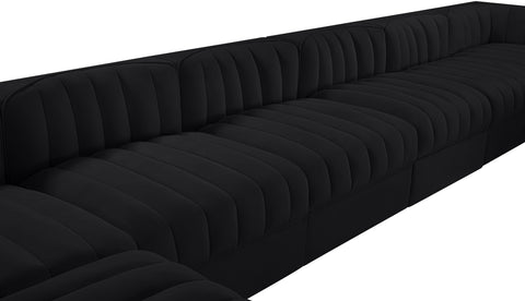 Talia Black Velvet Performance Fabric Upholstered Sectional, 10-Piece