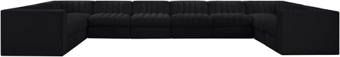 Talia Black Velvet Performance Fabric Upholstered Sectional, 10-Piece
