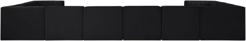 Talia Black Velvet Performance Fabric Upholstered Sectional, 10-Piece