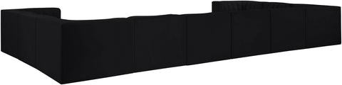Talia Black Velvet Performance Fabric Upholstered Sectional, 10-Piece