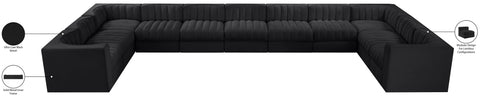 Talia Black Velvet Performance Fabric Upholstered Sectional, 11-Piece