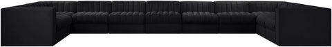Talia Black Velvet Performance Fabric Upholstered Sectional, 11-Piece