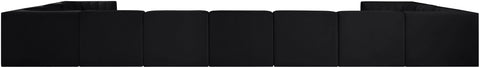 Talia Black Velvet Performance Fabric Upholstered Sectional, 11-Piece