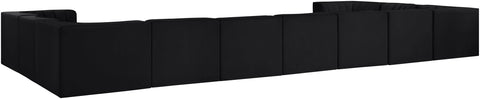 Talia Black Velvet Performance Fabric Upholstered Sectional, 11-Piece