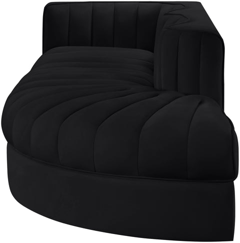 Talia Black Velvet Performance Fabric Upholstered Sectional, 3-Piece