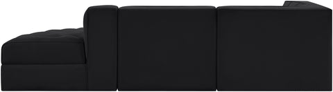 Talia Black Velvet Performance Fabric Upholstered Sectional, 3-Piece