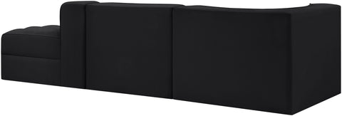 Talia Black Velvet Performance Fabric Upholstered Sectional, 3-Piece