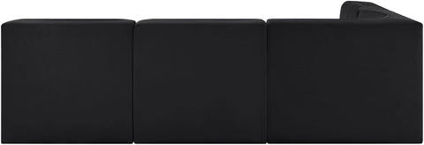 Talia Black Velvet Performance Fabric Upholstered Sectional, 4-Piece