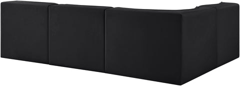 Talia Black Velvet Performance Fabric Upholstered Sectional, 4-Piece