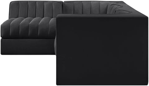 Talia Black Velvet Performance Fabric Upholstered Sectional, 4-Piece (Style 2)