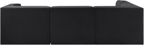 Talia Black Velvet Performance Fabric Upholstered Sectional, 4-Piece (Style 2)
