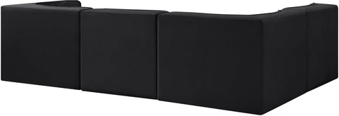 Talia Black Velvet Performance Fabric Upholstered Sectional, 4-Piece (Style 2)