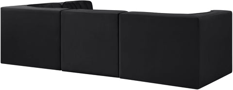 Talia Black Velvet Performance Fabric Upholstered Sectional, 4-Piece (Style 2)