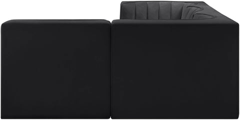 Talia Black Velvet Performance Fabric Upholstered Sectional, 4-Piece (Style 2)