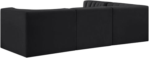 Talia Black Velvet Performance Fabric Upholstered Sectional, 4-Piece (Style 2)