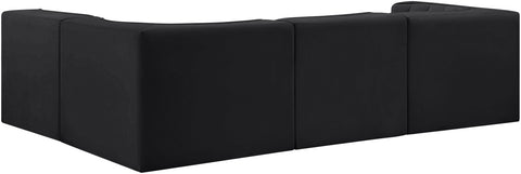 Talia Black Velvet Performance Fabric Upholstered Sectional, 4-Piece (Style 2)