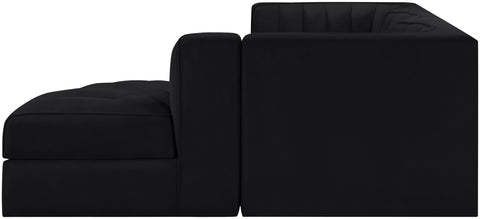 Talia Black Velvet Performance Fabric Upholstered Sectional, 4-Piece (Style 3)