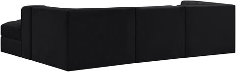 Talia Black Velvet Performance Fabric Upholstered Sectional, 4-Piece (Style 3)