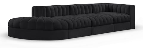 Talia Black Velvet Performance Fabric Upholstered Sectional, 4-Piece (Style 4)
