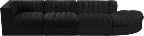 Talia Black Velvet Performance Fabric Upholstered Sectional, 4-Piece (Style 4)