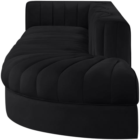 Talia Black Velvet Performance Fabric Upholstered Sectional, 4-Piece (Style 4)