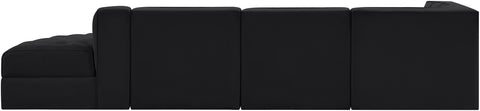 Talia Black Velvet Performance Fabric Upholstered Sectional, 4-Piece (Style 4)