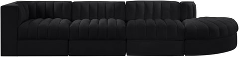 Talia Black Velvet Performance Fabric Upholstered Sectional, 4-Piece (Style 4)