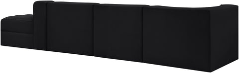 Talia Black Velvet Performance Fabric Upholstered Sectional, 4-Piece (Style 4)