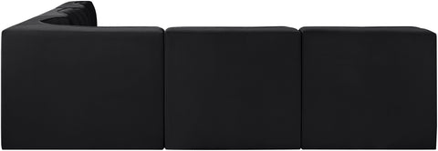 Talia Black Velvet Performance Fabric Upholstered Sectional, 5-Piece