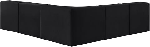 Talia Black Velvet Performance Fabric Upholstered Sectional, 5-Piece