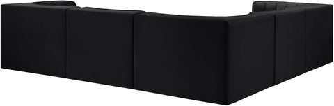 Talia Black Velvet Performance Fabric Upholstered Sectional, 5-Piece (Style 2)
