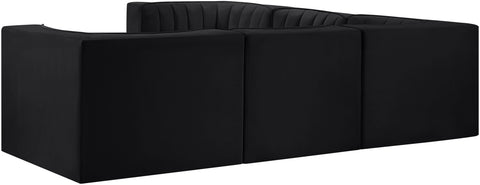 Talia Black Velvet Performance Fabric Upholstered Sectional, 5-Piece (Style 2)