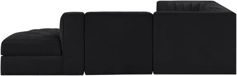 Talia Black Velvet Performance Fabric Upholstered Sectional, 5-Piece (Style 3)