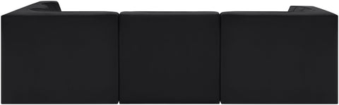 Talia Black Velvet Performance Fabric Upholstered Sectional, 5-Piece (Style 3)