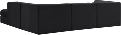 Talia Black Velvet Performance Fabric Upholstered Sectional, 5-Piece (Style 3)