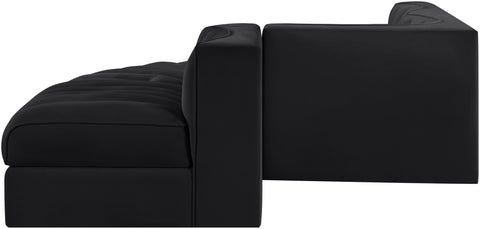 Talia Black Velvet Performance Fabric Upholstered Sectional, 5-Piece (Style 4)