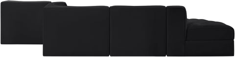 Talia Black Velvet Performance Fabric Upholstered Sectional, 5-Piece (Style 4)