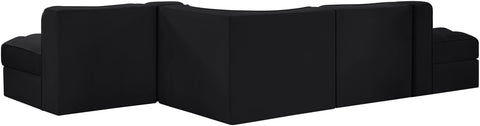 Talia Black Velvet Performance Fabric Upholstered Sectional, 5-Piece (Style 4)