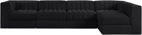 Talia Black Velvet Performance Fabric Upholstered Sectional, 5-Piece (Style 5)