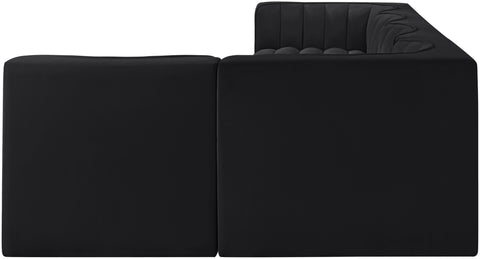 Talia Black Velvet Performance Fabric Upholstered Sectional, 5-Piece (Style 5)
