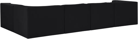 Talia Black Velvet Performance Fabric Upholstered Sectional, 5-Piece (Style 5)